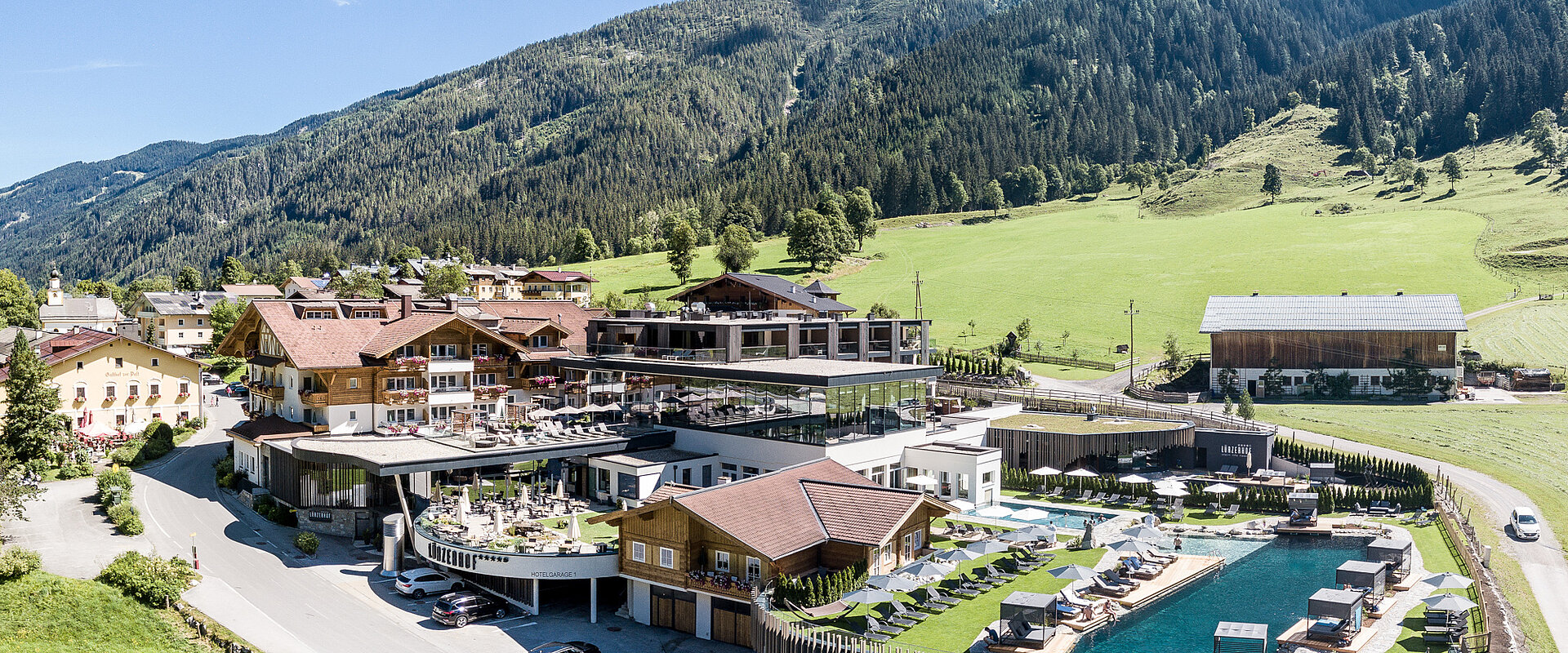 Exterior view of the wellness area at the Lürzerhof in Austria