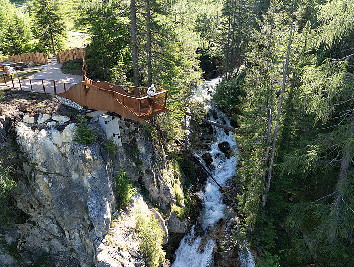 A woman on the viewing platform above Johannes Waterfall