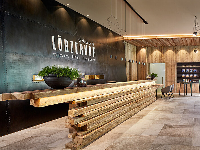 The reception area at the Lürzerhof wellness hotel in Salzburg