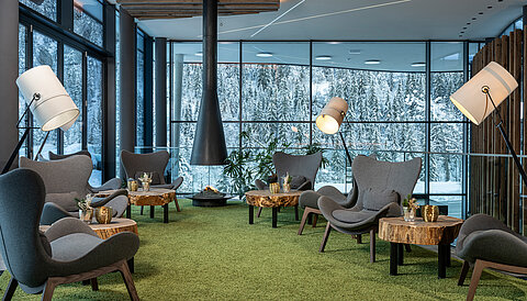 The cozy lounge at the Lürzerhof