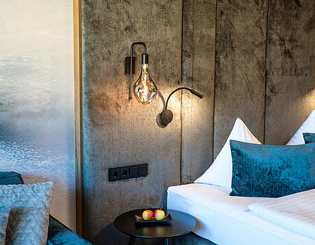A lamp in the Mountain Loft Family Suite at the Lürzerhof