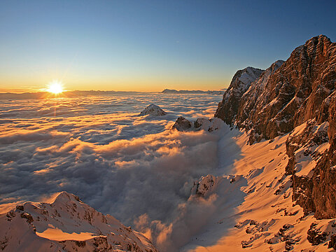 Sunrise over a blanket of clouds