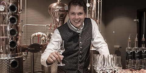 Harald Habersatter in the in-house distillery at the Lürzerhof
