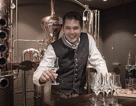 Harald Habersatter in the in-house distillery at the Lürzerhof